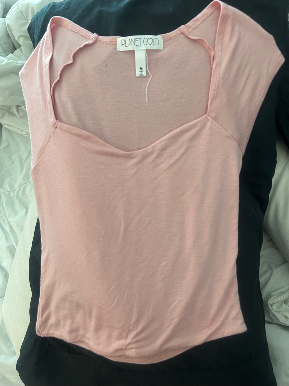 Planet Gold Light Pink Scoop Neck Short Sleeve Top